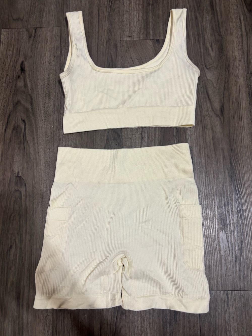Cream Ribbed set